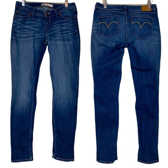 Levi’s Jeans Juniors Bold Curve 7" Low Rise Skinny Dark Blue Wash Size 13M - Picture 10 of 11